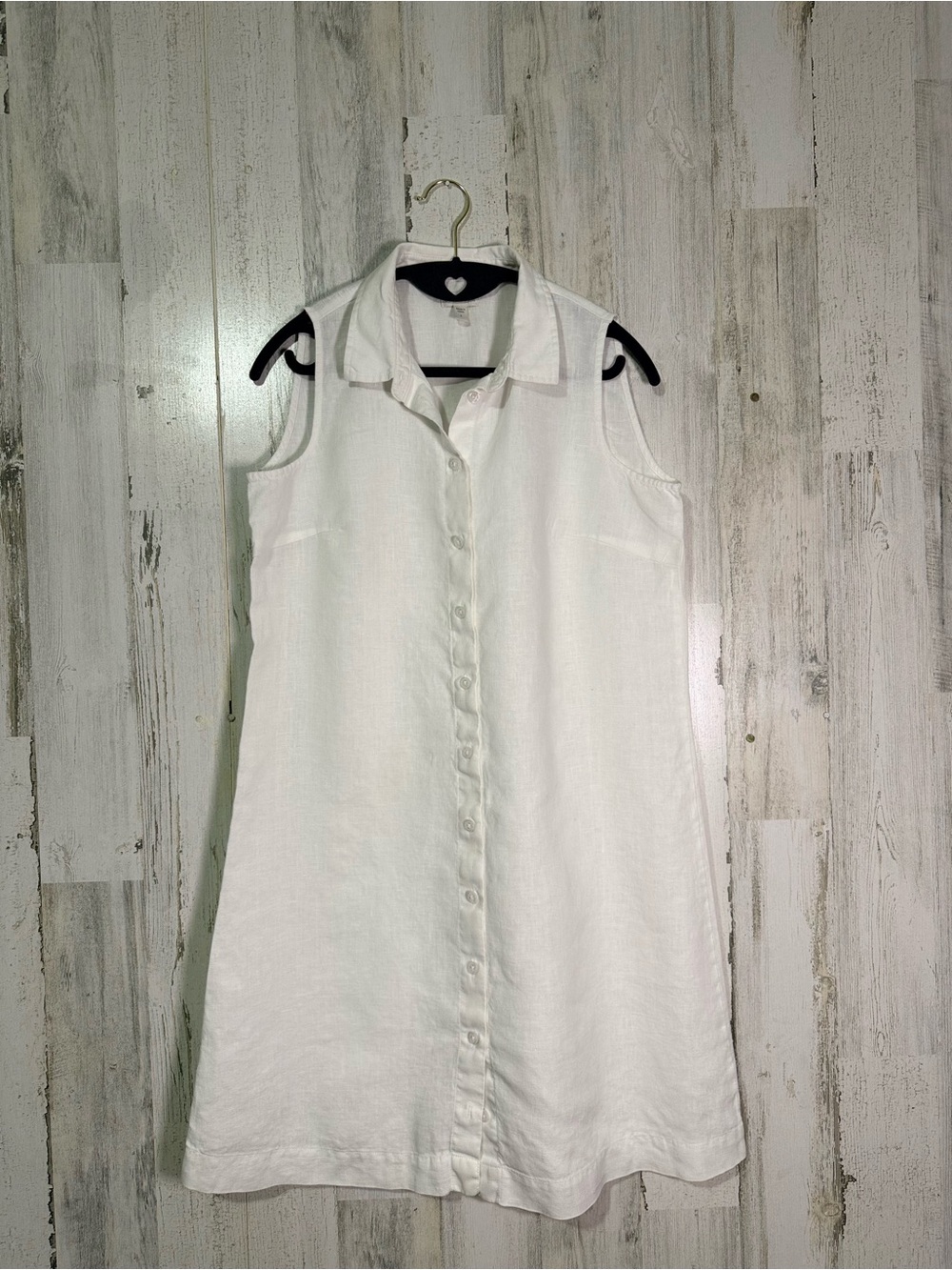 Garnet Hill 100% Linen Sleeveless Button-Down Dress - White - Size 4 - Picture 2 of 6